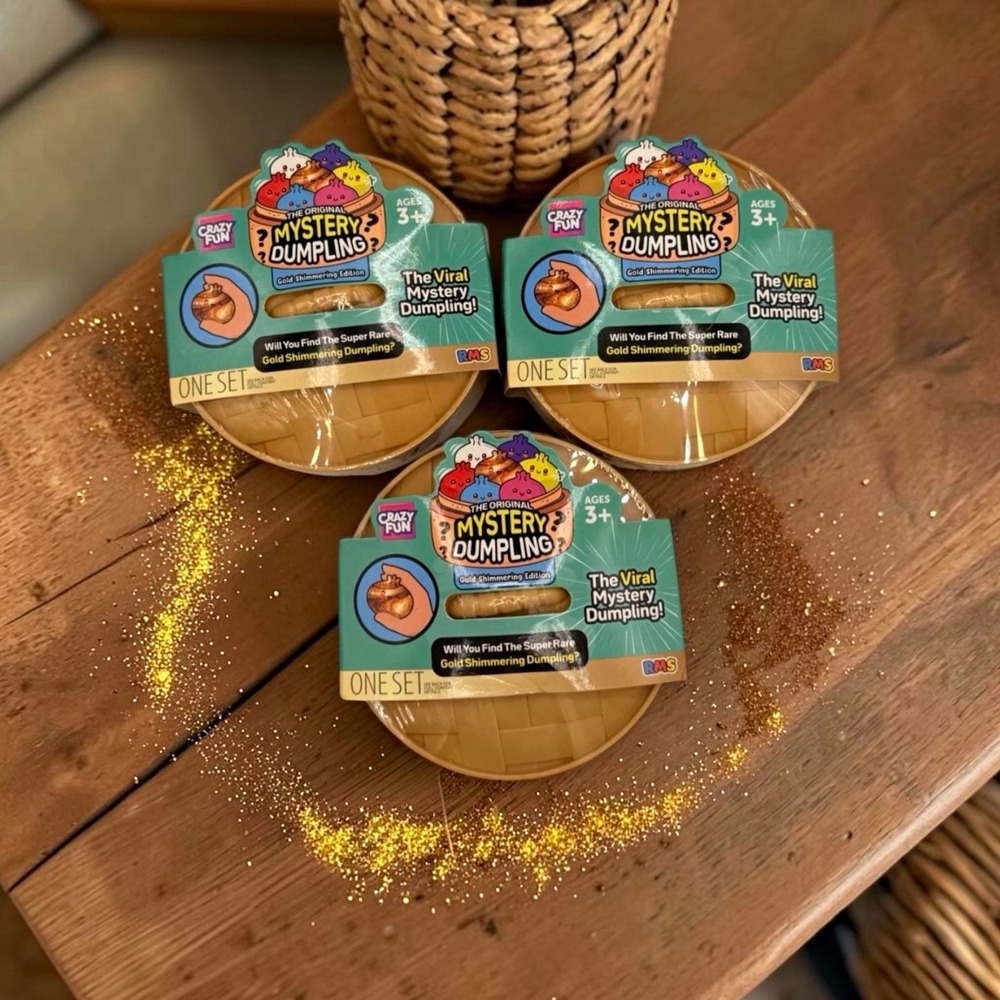 3 SEALED Crazy Fun RMS Gold Shimmering Squishy Bun Set